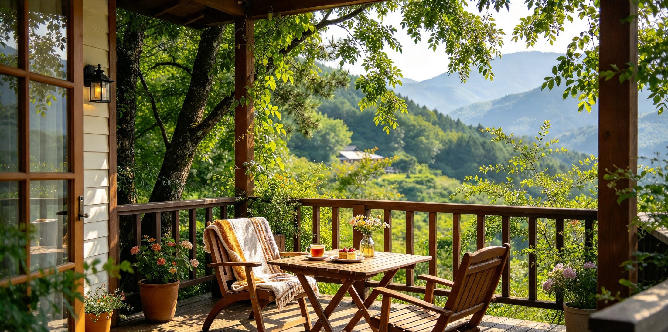 산이 보이는 테라스 데크
